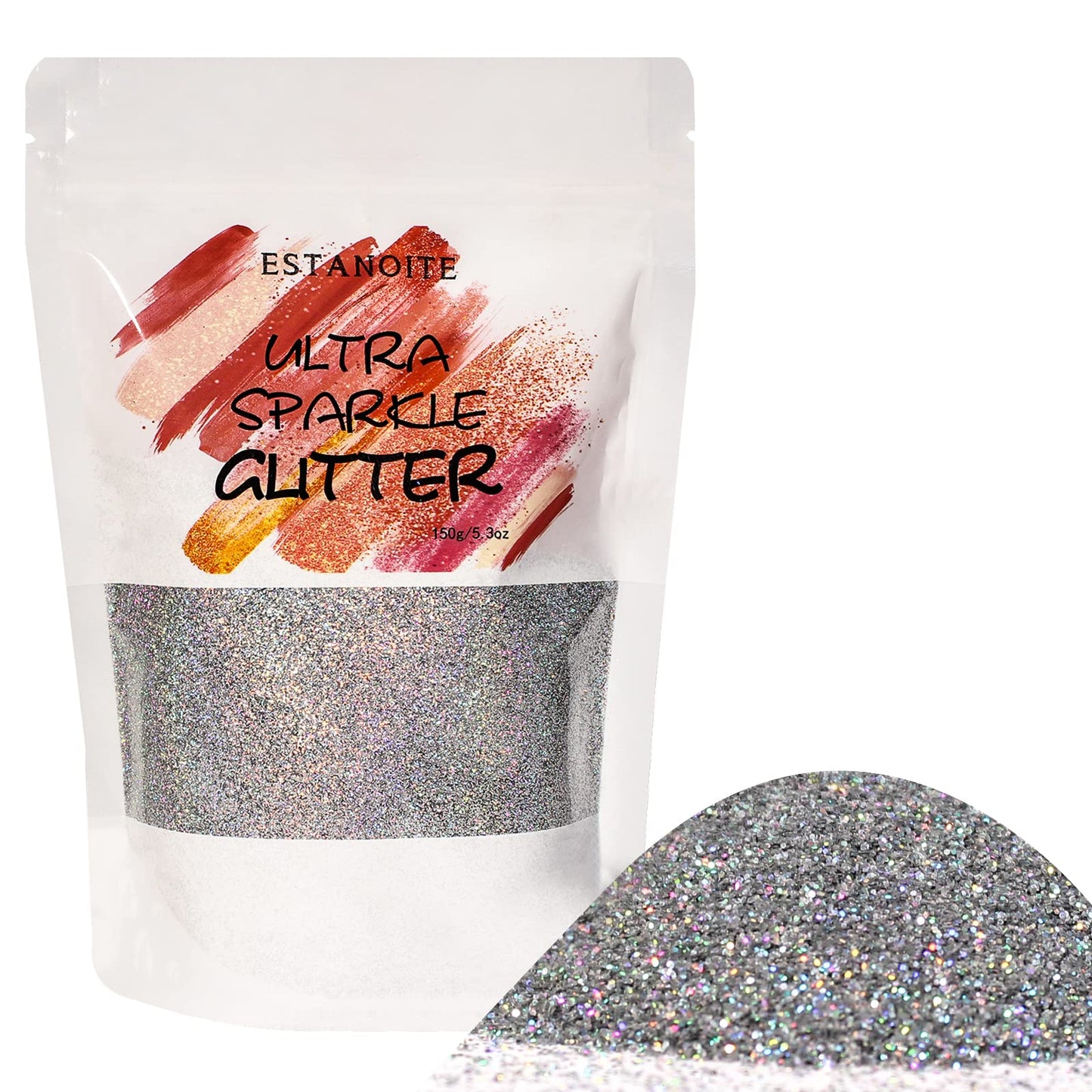5.3oz/150g Ultra Fine Laser Glitter Powder, Holographic Glitter for Slime Epoxy Resin Craft Tumbler Jewelry Nail Art Festival Makeup Scrapbook