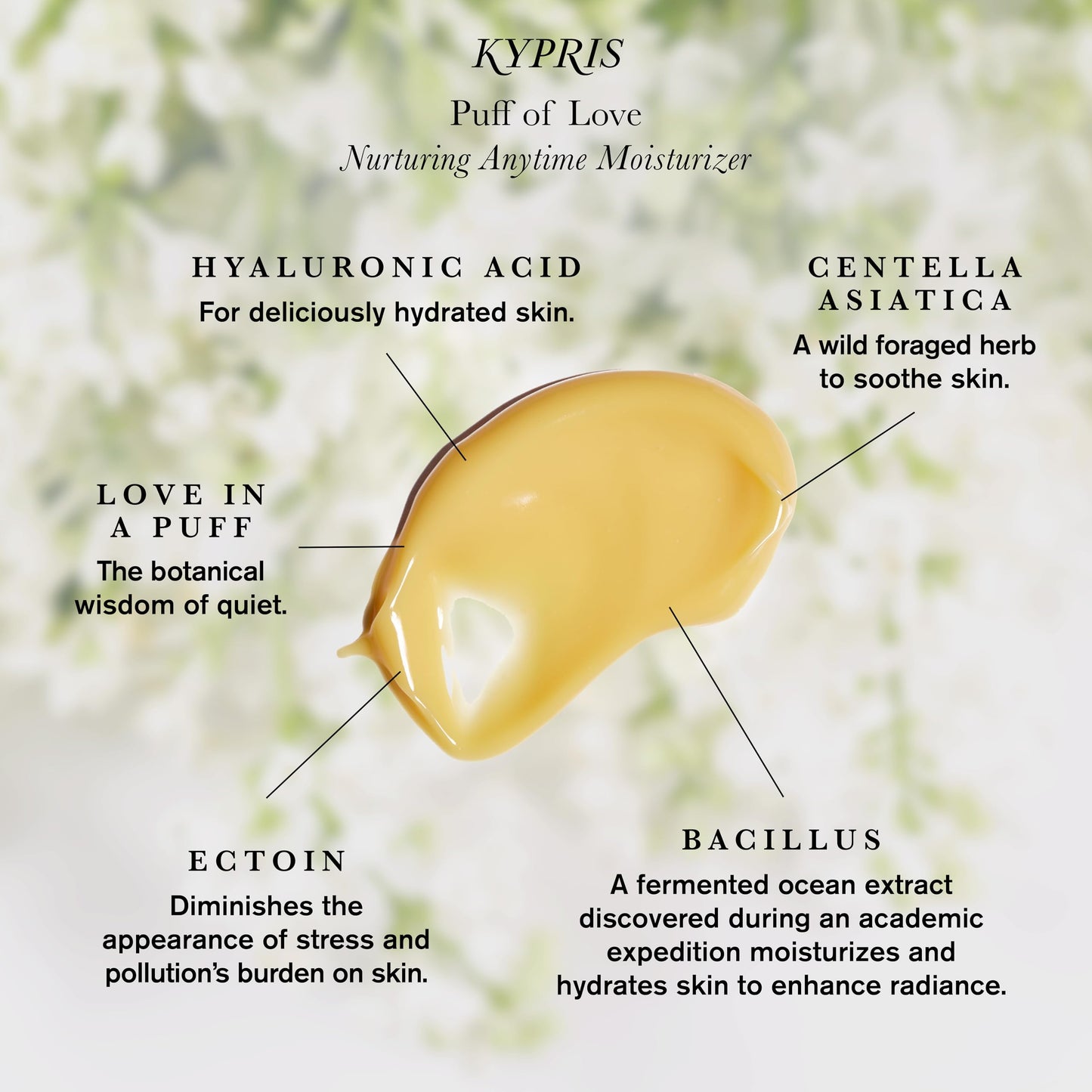 KYPRIS, Puff of Love Nurturing Anytime Moisturizer, Soothing Midweight Moisture & Glow, Ectoin Shea & Jasmine (1.55 oz / 46 ml)