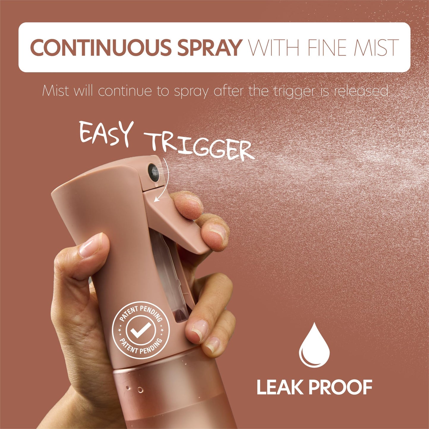 10 OZ Continuous Spray Bottles - Ultra Fine Mist Sprayer | Water Spray Bottle For Hair Stuff, Mister Spray Bottle For Plants Mister | Hair Spray Beauty and Personal Care MIGHTY STRONG