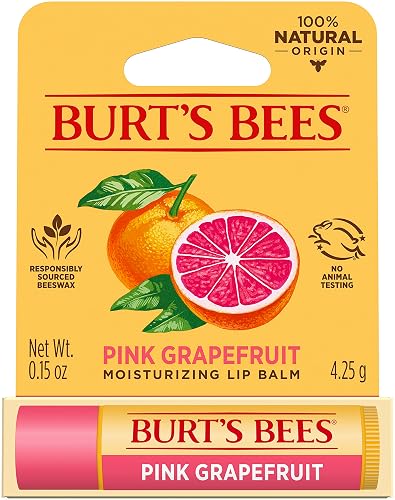 Burt's Bees 100% Natural Lip Balm, Pink Grapefruit Blister Box, 0.15 Ounce
