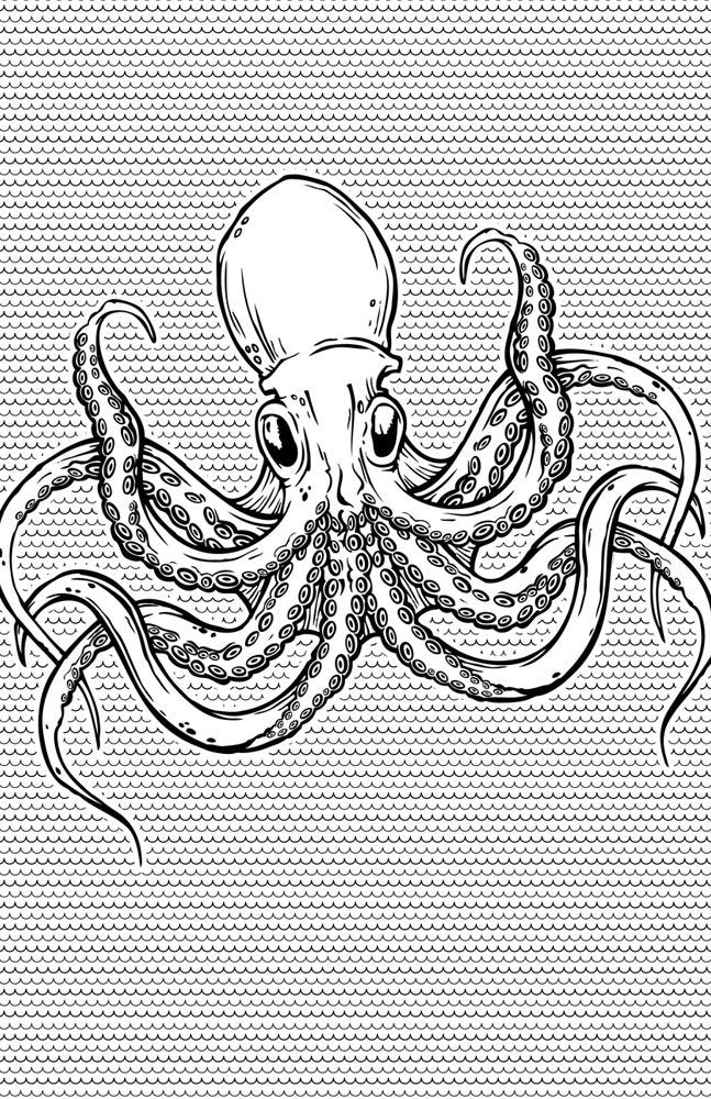 Sourpuss Octopus Shower Curtain, 72 Inch X 78 Inch