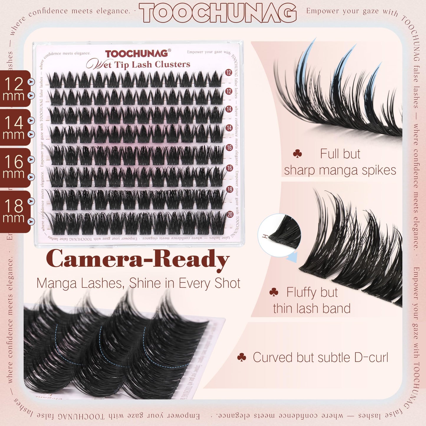 TOOCHUNAG Anime Lash Clusters 12-20mm Manga Eyelash Clusters Volume Cluster Eyelash Extensions D Curly Lashes Clusters DIY Lash Extensions Wispy Beauty and Personal Care TOOCHUNAG