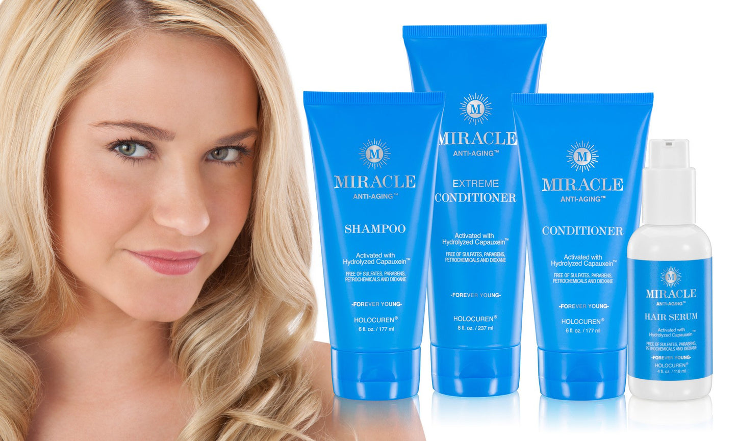 Miracle Anti-Aging Shampoo, Conditioners & Hair Serum; FOUR Pack