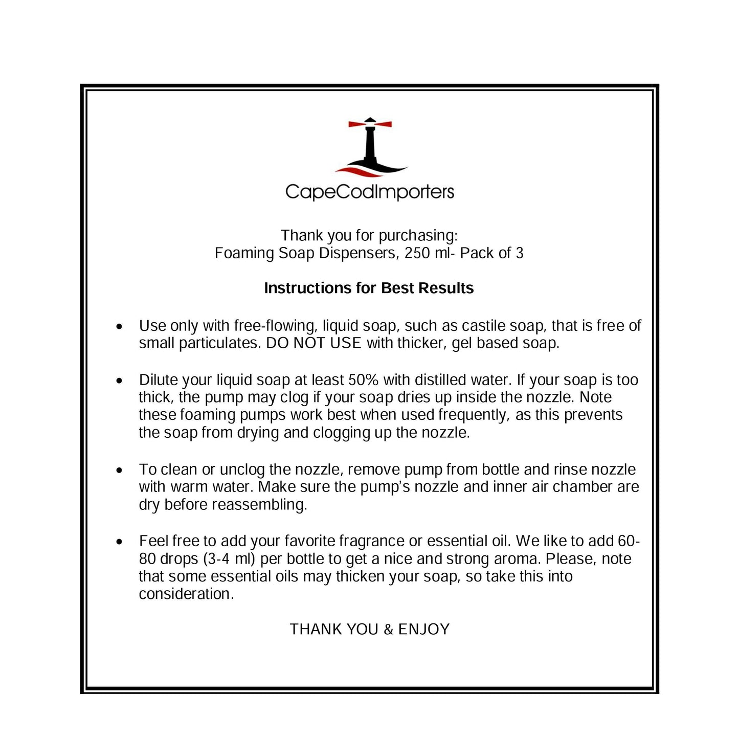 Clear Foaming Soap Dispensers 250ml (8.5oz) – Refillable Plastic Pump Bottles for Bathroom, Compatible with Dr. Bronner’s, 3 Pack