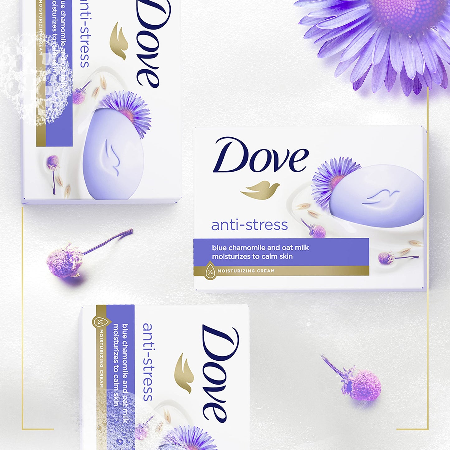 Dove Beauty Bar Gentle Cleanser Moisturizes To Calm Skin Anti-Stress Cream Bar Gentle Bar Soap Cleanser Made With 1/4 Moisturizing Cream 3.75 oz, 4