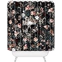 Society6 Shower Curtain - Bathroom Decor by Burcu Korkmazyurek - Extra Long Fabric Shower Curtains for Bathroom, 71" x 74", Skull and Floral