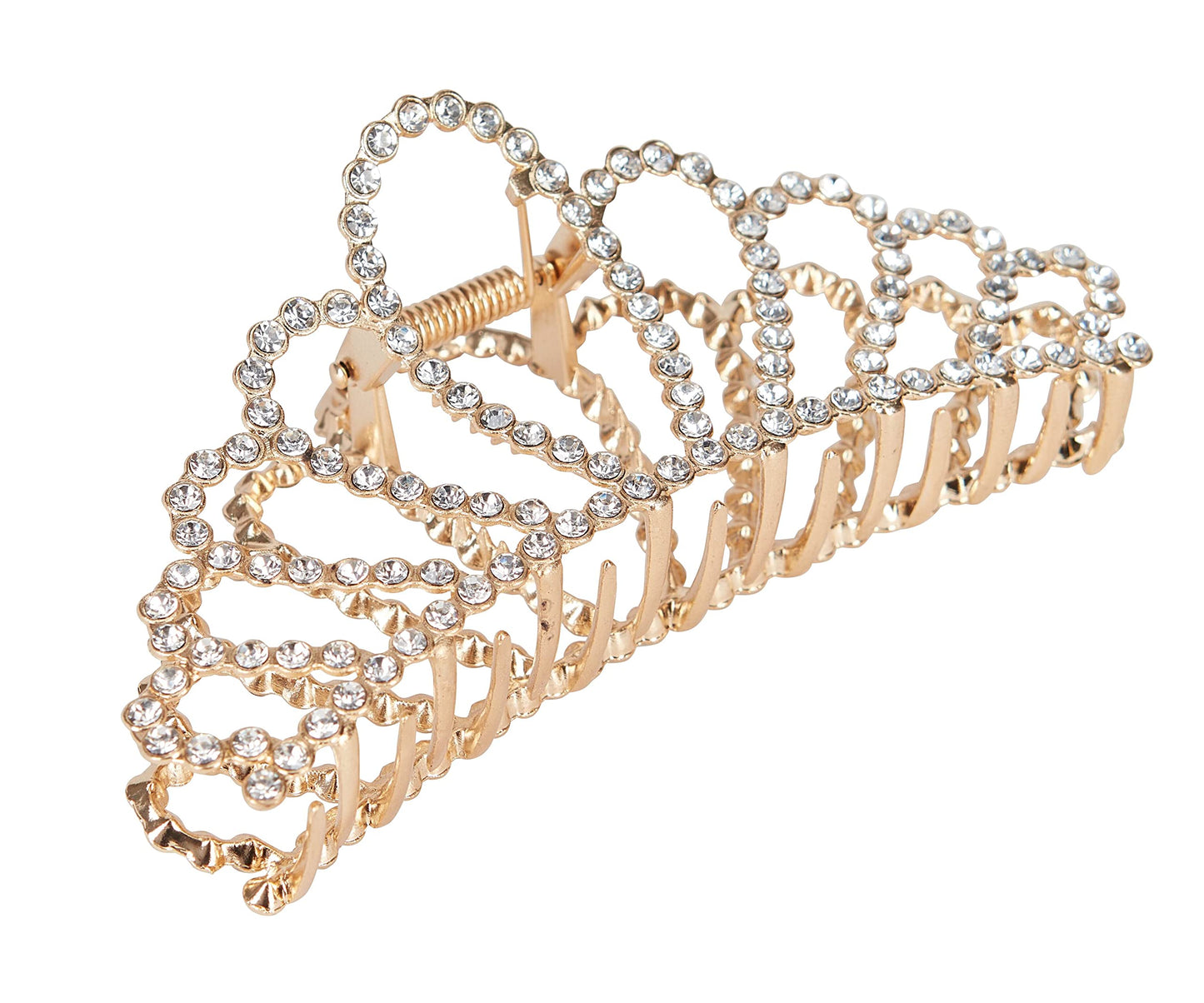 Allure Rhinestone Gold Crown Large Hair Clip