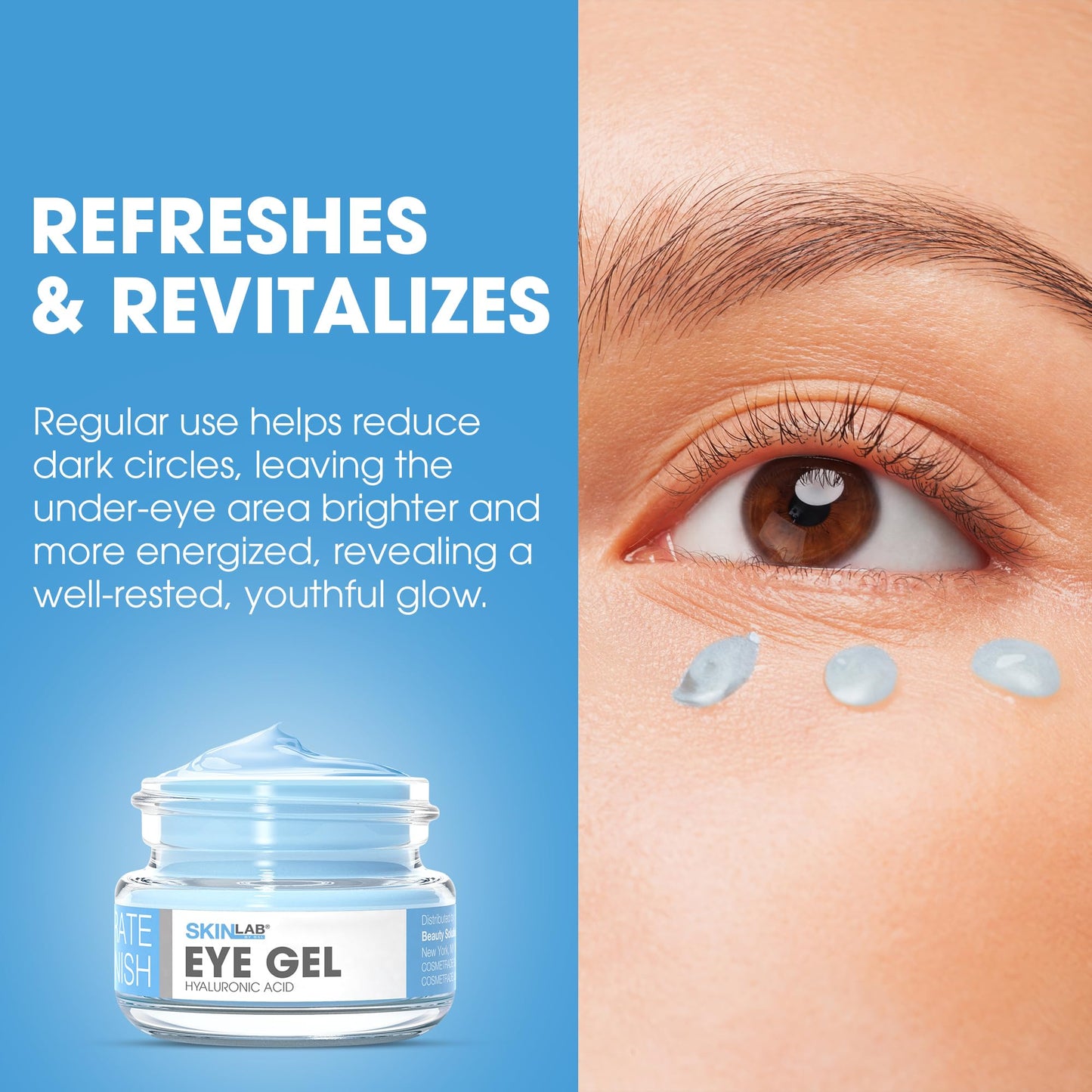 SKIN LAB Hydrate & Replenish Eye Cream - Hydrating Eye Gel Cream with Hyaluronic Acid & Marine Extracts, Moisturizes & Revitalizes Under Eyes, 0.5 oz