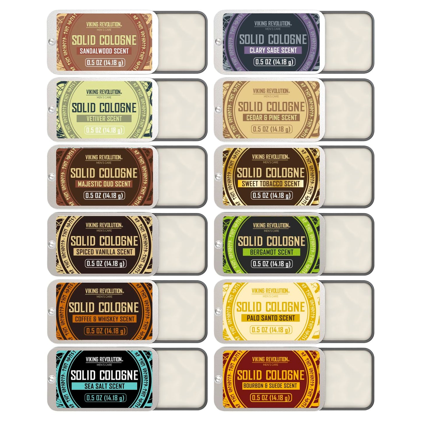 Viking Revolution Solid Cologne 12pk for Men - Men's Cologne Gift Set with Sandalwood, Vetiver, Palo Santo, Coffee Whiskey, Spiced Vanilla, Bourbon Beauty and Personal Care Viking Revolution