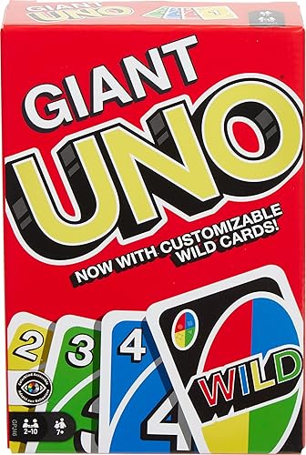 Mattel Games Giant UNO Card Game for Kid, Adult & Families, Color Blind Accessible & Customizable Large Deck