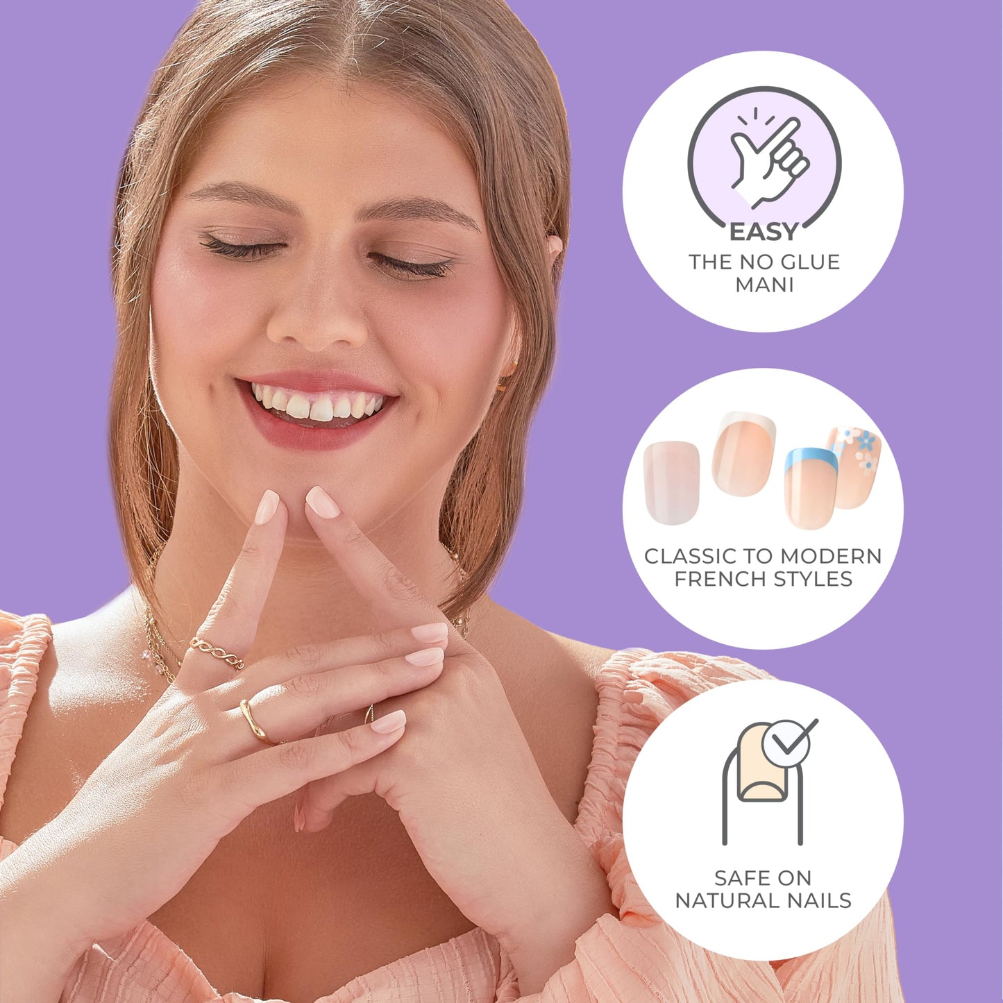 Kiss Impress No Glue Mani Press On Nails, Heroic, Bare French Manicure Kit, 30 Light Neutral + White, Squoval Short Nails with IMPROVED Adhesive Beauty and Personal Care KISS