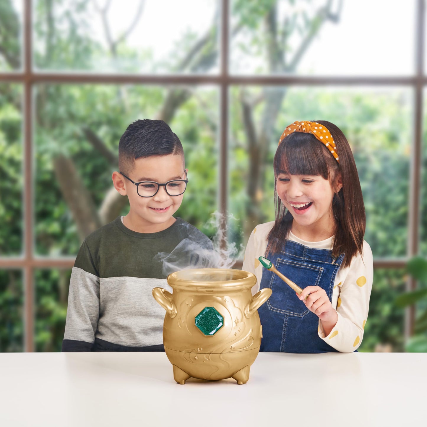 Magic Mixies - Magical Real Misting Gold Cauldron with 8 Inch Non-Electronic Plush Toy. Follow The Spell Book Add The Magic Ingredients. Who Will You…