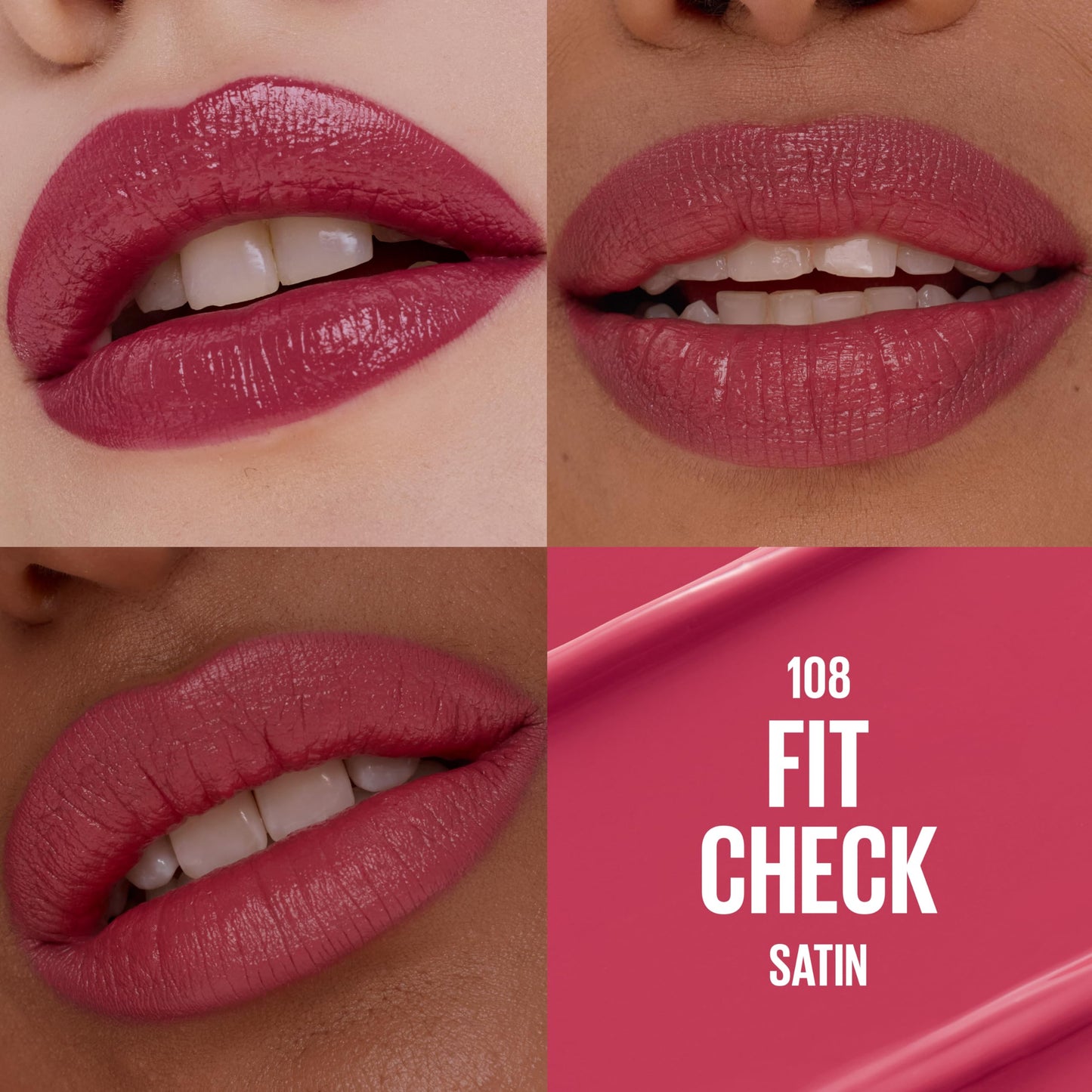 MAYBELLINE Serum Lipstick, Hydrating Lip Makeup with 8HRs of Lip Plumping Moisture with Hyaluronic Acid + Oil Blend, Fit Check (Midtone Cool Pink