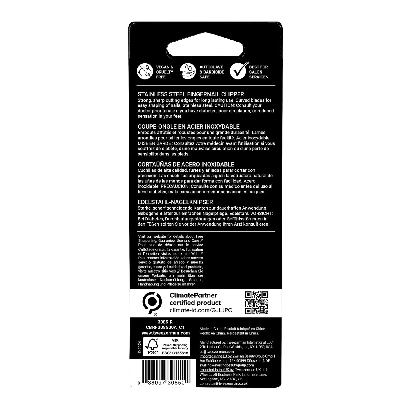 Tweezerman Fingernail Clipper for Women and Men Stainless Steel