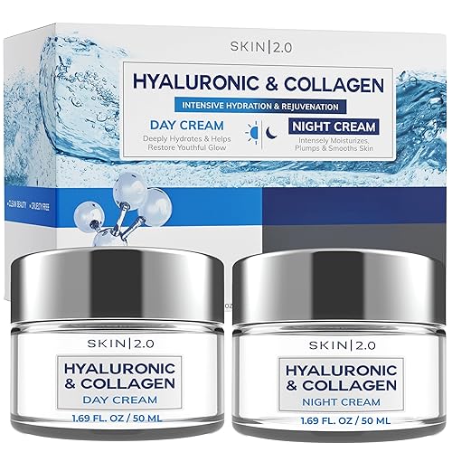 Skin 2.0 Hyaluronic Acid & Collagen Face Moisturizer - Deep Hydration & Firming Cream for Smooth, Youthful Look - Dermatologist Tested, Korean Skin