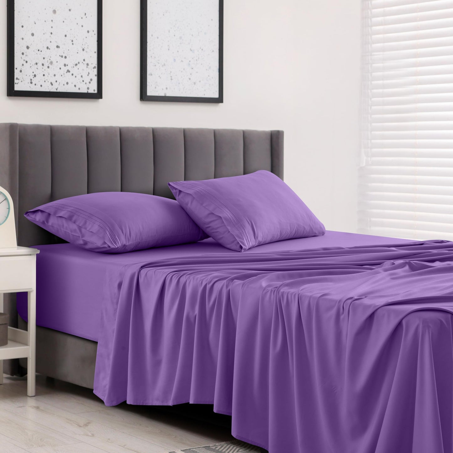 LUX Décor Full Sheet Set - 6 Piece Ultra-Soft Microfiber Bed Sheets with Flat Sheet, 16 Inches Deep Pocket Fitted Sheet & 4 Pillowcases, Cooling &
