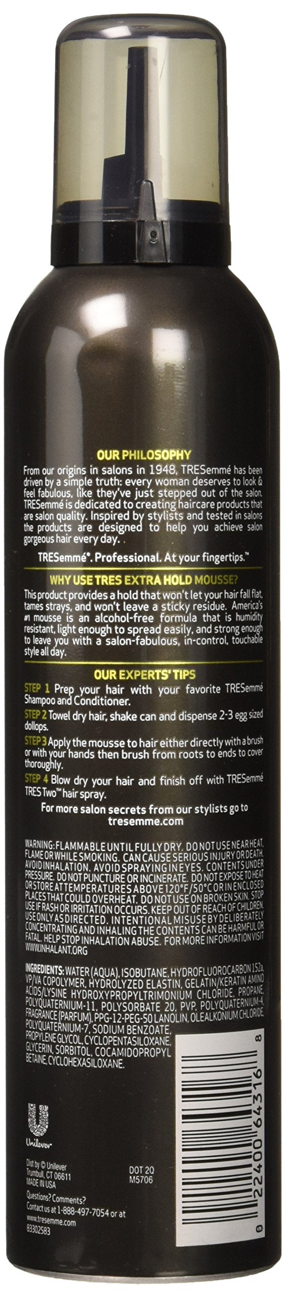 TRESemmé TRES Two Hair Mousse Extra Hold 10.5 oz(Pack of 6)