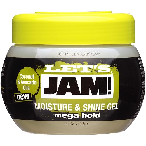 SoftSheen-Carson Let's Jam! Shining and Conditioning Gel by Dark and Lovely, Mega Hold, for all Hair Types, with Coconut Oil and Avocado Oil, No
