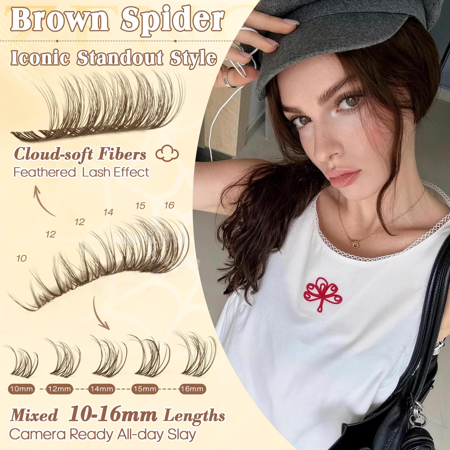 Brown Lash Clusters Breeze Spider Eyelash Clusters DD Curl Brown Wispy Cluster Eyelash Extensions Natural Spider Lashes Cluster with Invisible Band Beauty and Personal Care zenotti