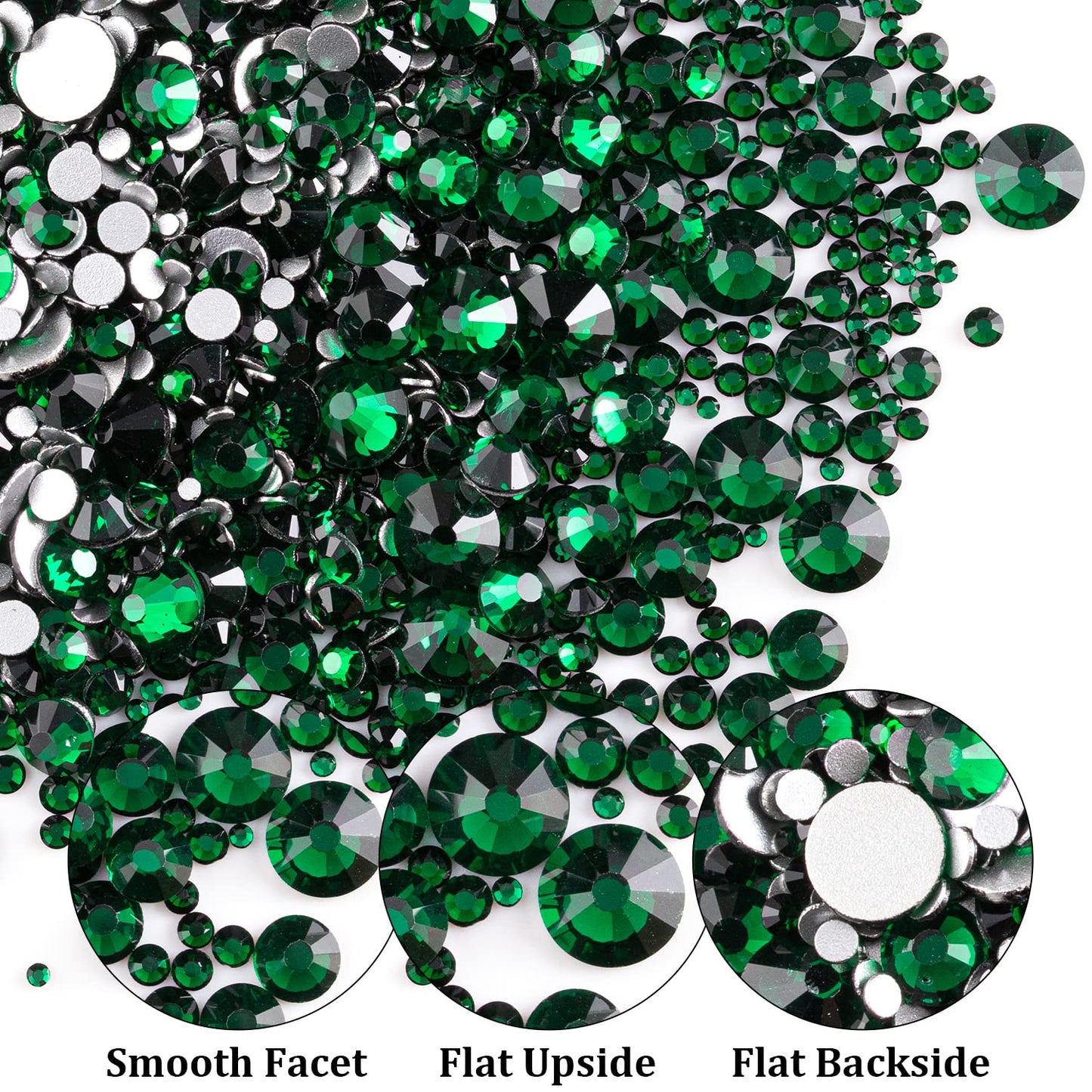 Two Packs of Flatback Rhinestones 4520 Pcs Colorful Nail Art Rhinestones Flatback Crystal Colorful+Dark Green Rhinestone with Picker Pencil