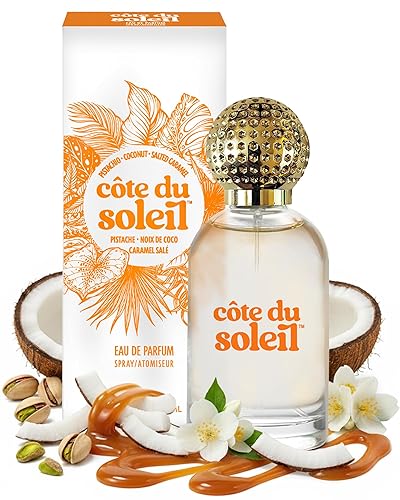 PB ParfumsBelcam Côte du Soleil Eau de Parfum for Women - Warm Beachy Gourmand Scent with Pistachio, Coconut & Salted Caramel - Long-Lasting Women’s Fragrance, Everyday Luxury Perfume, 3.4 fl oz