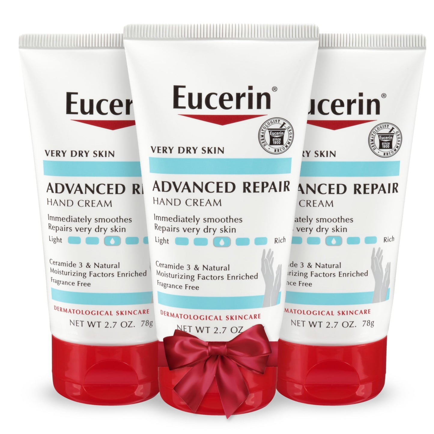 Eucerin Advanced Repair Hand Cream, Soothes and Repairs Very Dry Skin, Fragrance Free, Non Greasy, Fast Absorbing, Travel Size Hand Lotion, Holiday