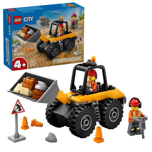 LEGO City Yellow Construction Wheel Loader 60450, Vehicle Toy for Kids Ages 4+, Educational Preschool Building Set & Gift Idea