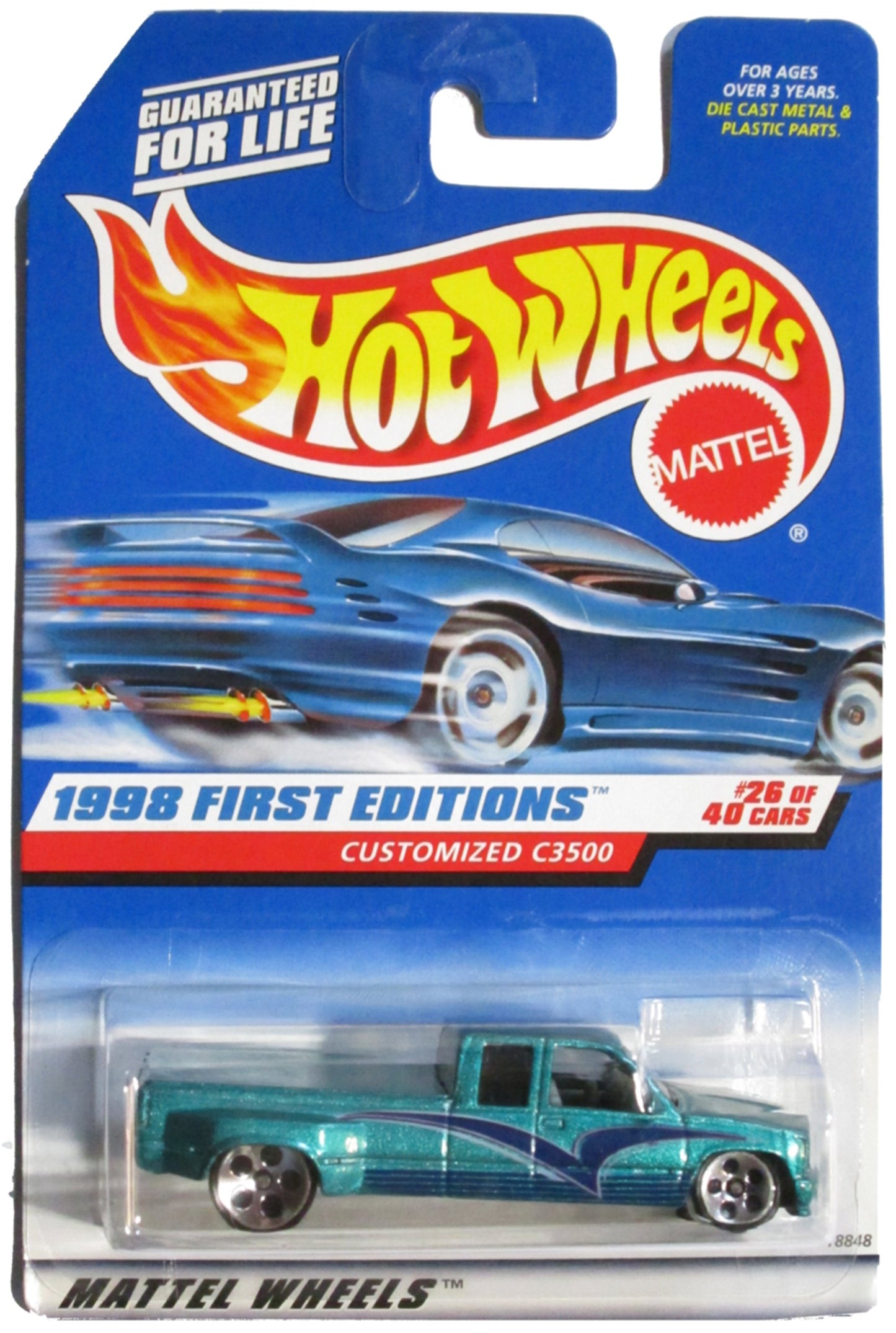 Hot Wheels - 1998 First Editions - Customized C3500 - Chevy Pickup - Die Cast - Green - #26 of 40 - Collector #663 - Limited Edition - Collectible…
