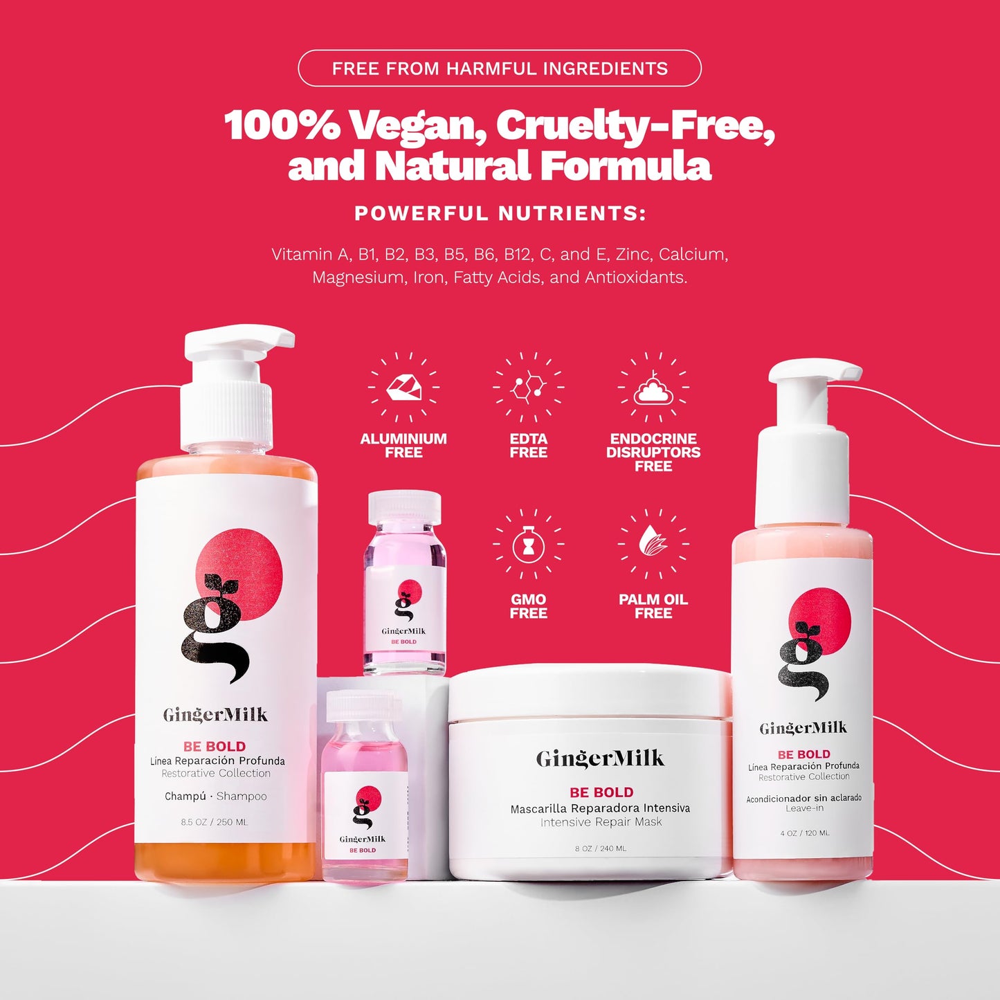 SOS Hair Repair Kit by Ginger Milk Natural Care | 4-Step Deep Repair & Hydration System | For Dry, Damaged & Color-Treated Hair | With Hyaluronic