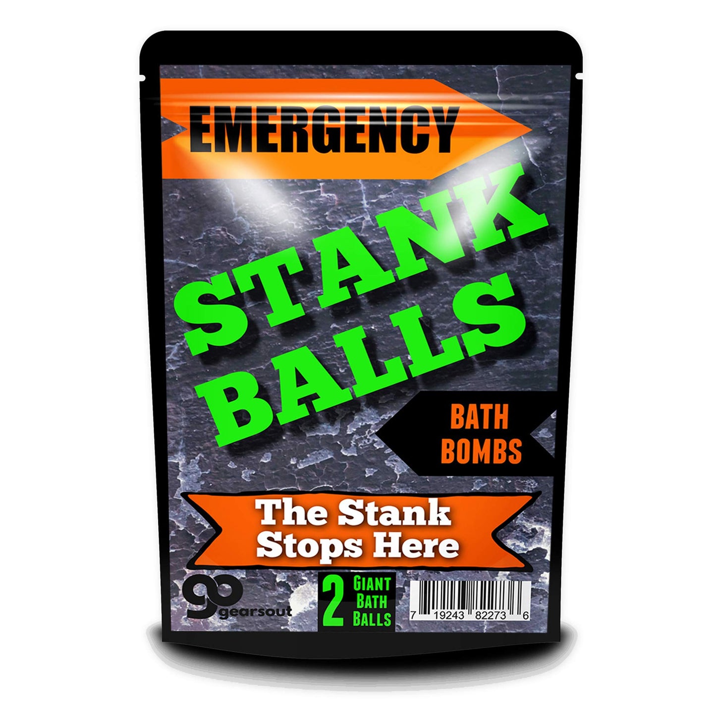 Emergency Stank Balls Bath Bombs - Funny Bath Bombs for Men - XL Bath Fizzers, Black and Green Marbled, Handcrafted in the USA