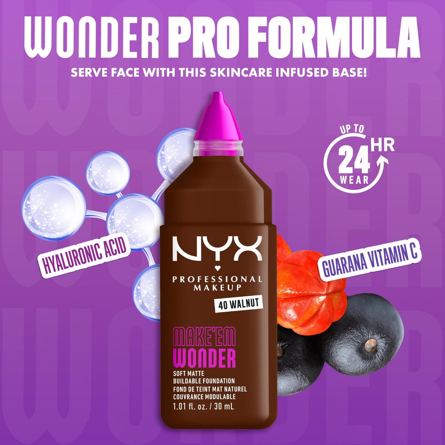 NYX PROFESSIONAL MAKEUP Make 'Em Wonder Liquid Foundation, 24HR Foundation Makeup With A Soft Matte Finish, Buildable Full Coverage - 40 Walnut Beauty and Personal Care NYX PROFESSIONAL MAKEUP