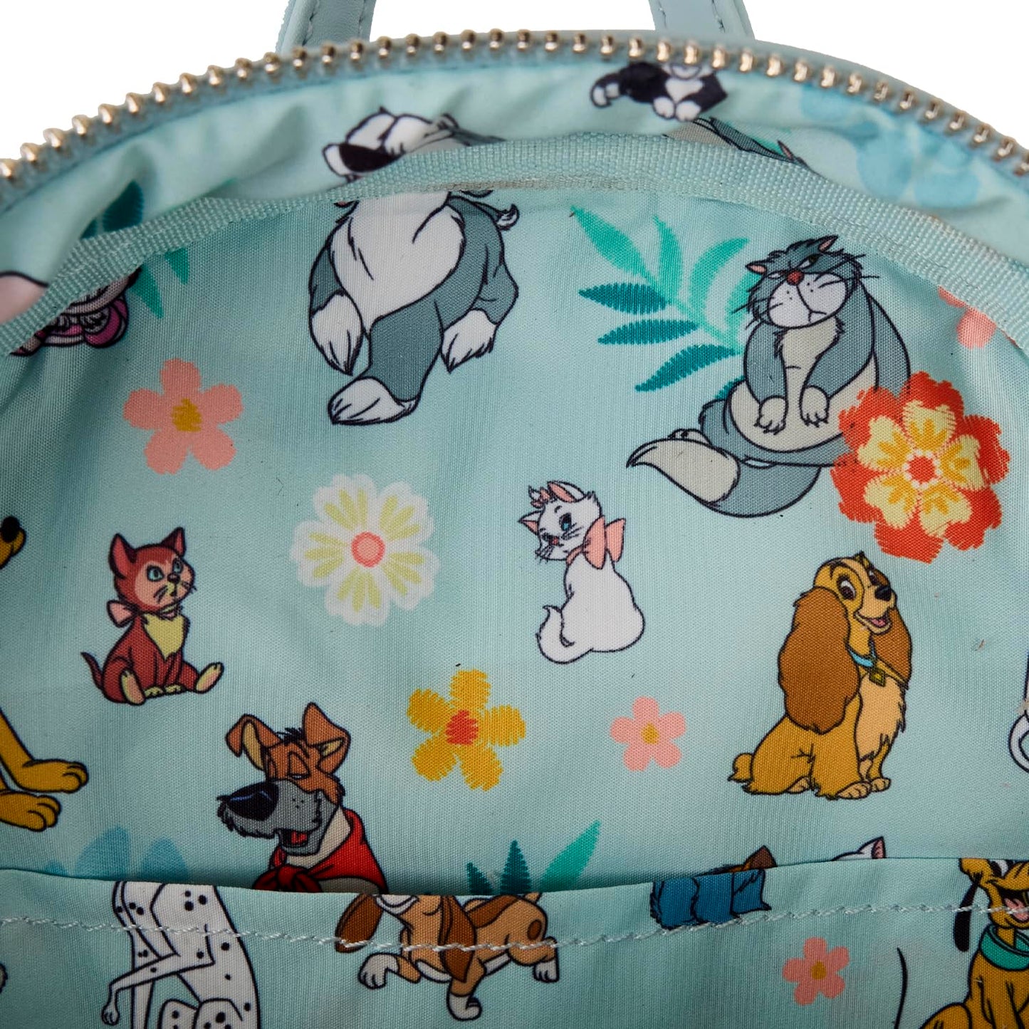 Loungefly Disney Dogs & Cats Faux Denim Fringe Mini Backpack