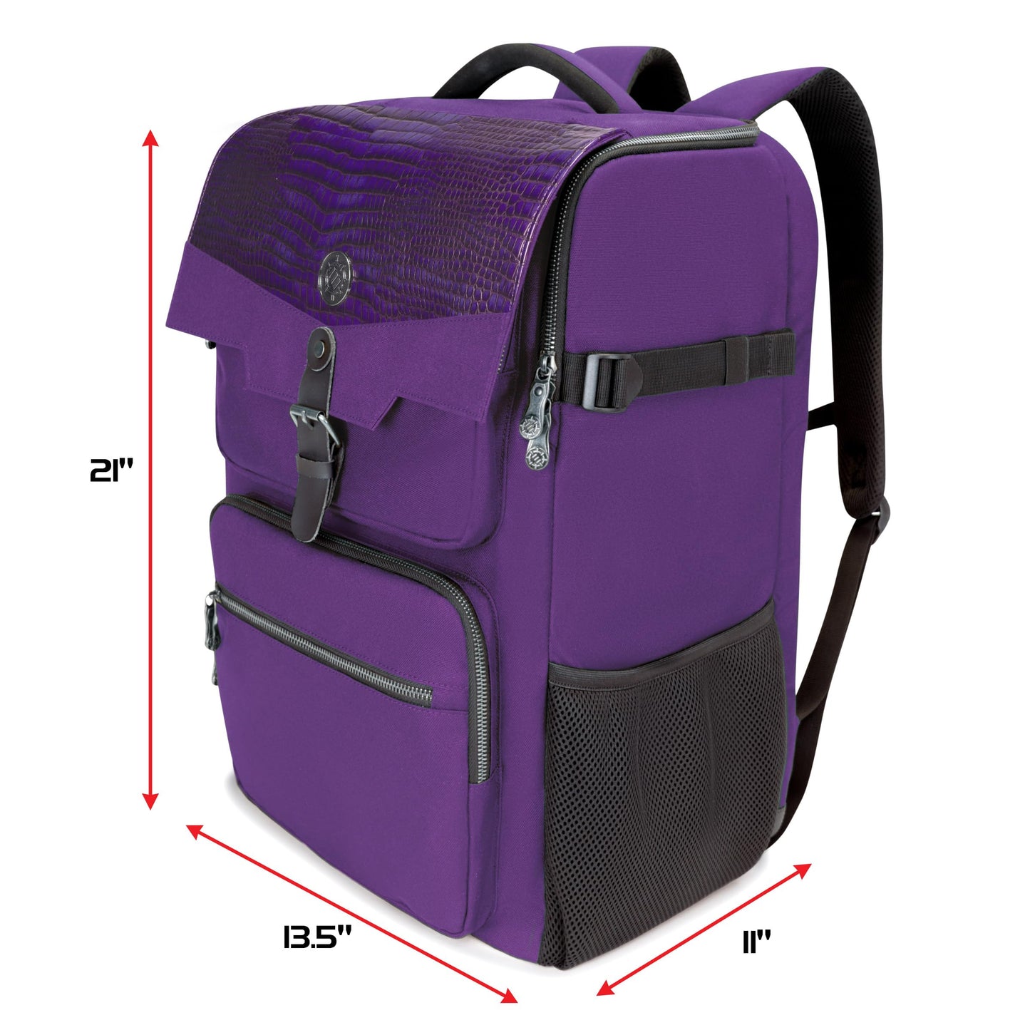 ENHANCE Collector's Edition DnD Backpack - RPG DM Bag for Dungeons and Dragons - DnD Bag fits 6-8 Books, 18" Laptop/DM Screen Slot, Miniature Foam Trays, Accessory Pockets, Map Strap (Dragon Purple)