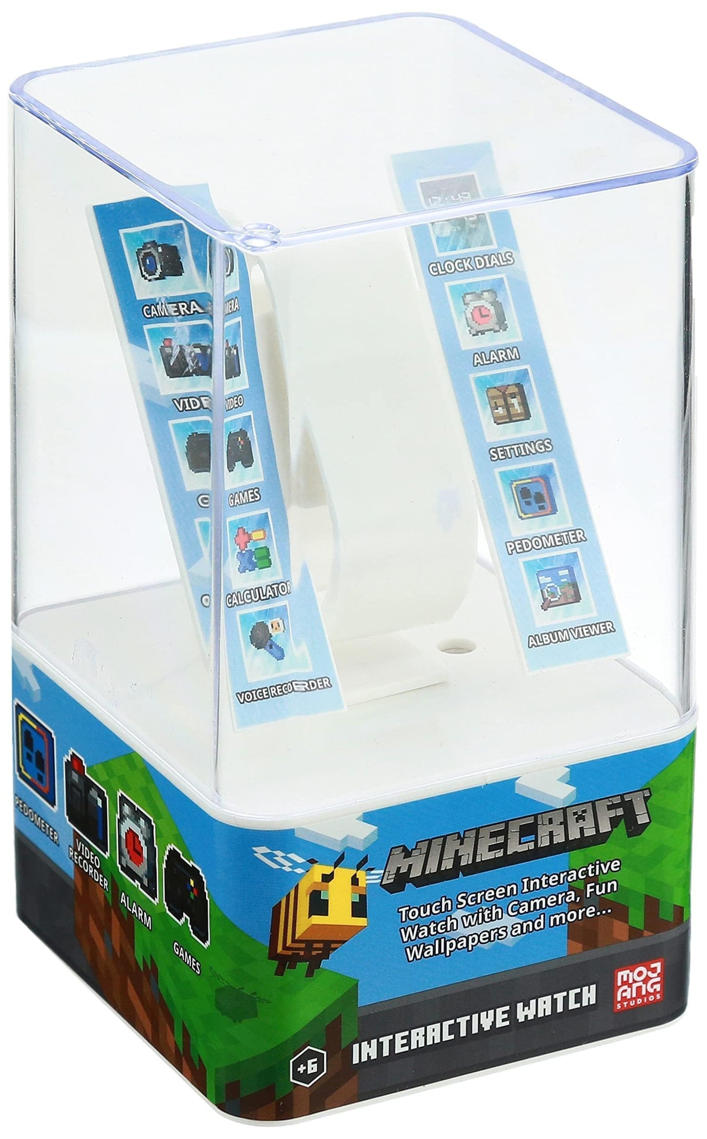 Minecraft Kids Smart Watch – Touchscreen with Camera, Video, Games, Alarm, Calculator, Pedometer & 10 Custom Clock Faces