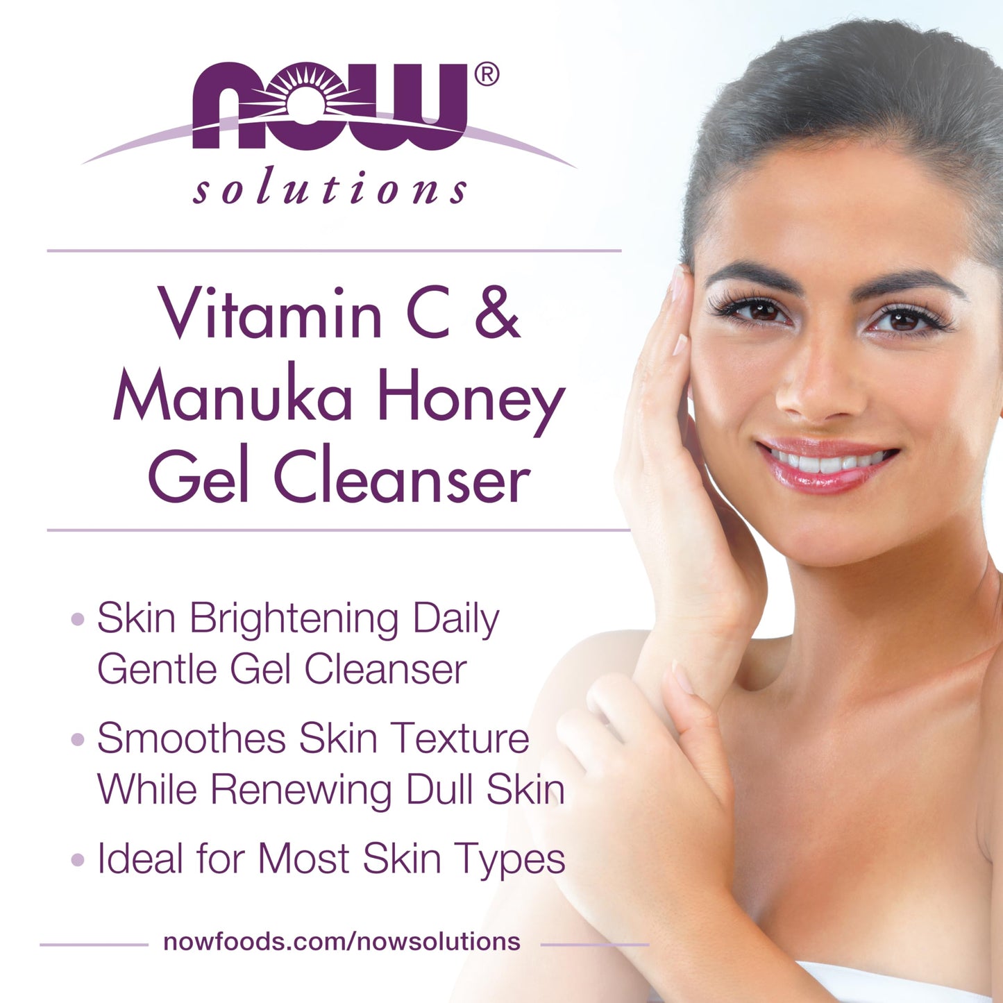 NOW Foods Solutions, Vitamin C and Manuka Honey Gel Cleanser, Brightening System, Promotes Healthy-Looking Skin, 8-Ounce