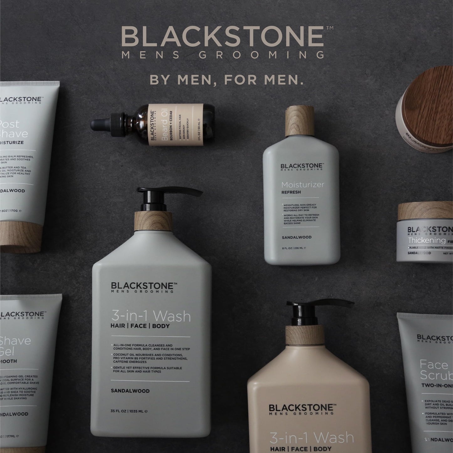 Blackstone Men's Grooming Thickening Fiber Paste Gel for Hair Styling - Adds Volume with Pliable Hold & Matte Finish | Paraben Free, Sandalwood (4 oz)