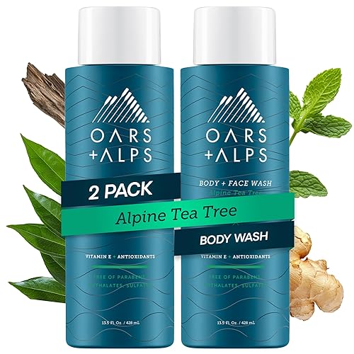 Oars + Alps Body and Face Wash for Men, Mens Body Wash & Face Cleanser with Vitamin E and Antioxidants, Moisturizing, Hydrating, Paraben & Sulfate