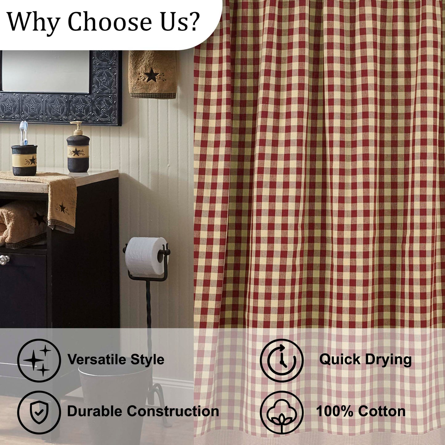 Park Designs York Shower Curtain, 72 x 72, Wine