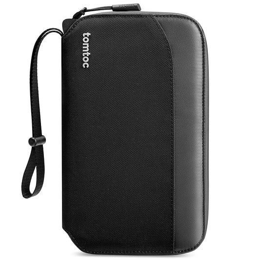 tomtoc Family Passport Holder – RFID Blocking Travel Wallet with AirTag & SIM Card Holder, Wrist Strap, Water-Resistant Organizer for 4 Passports