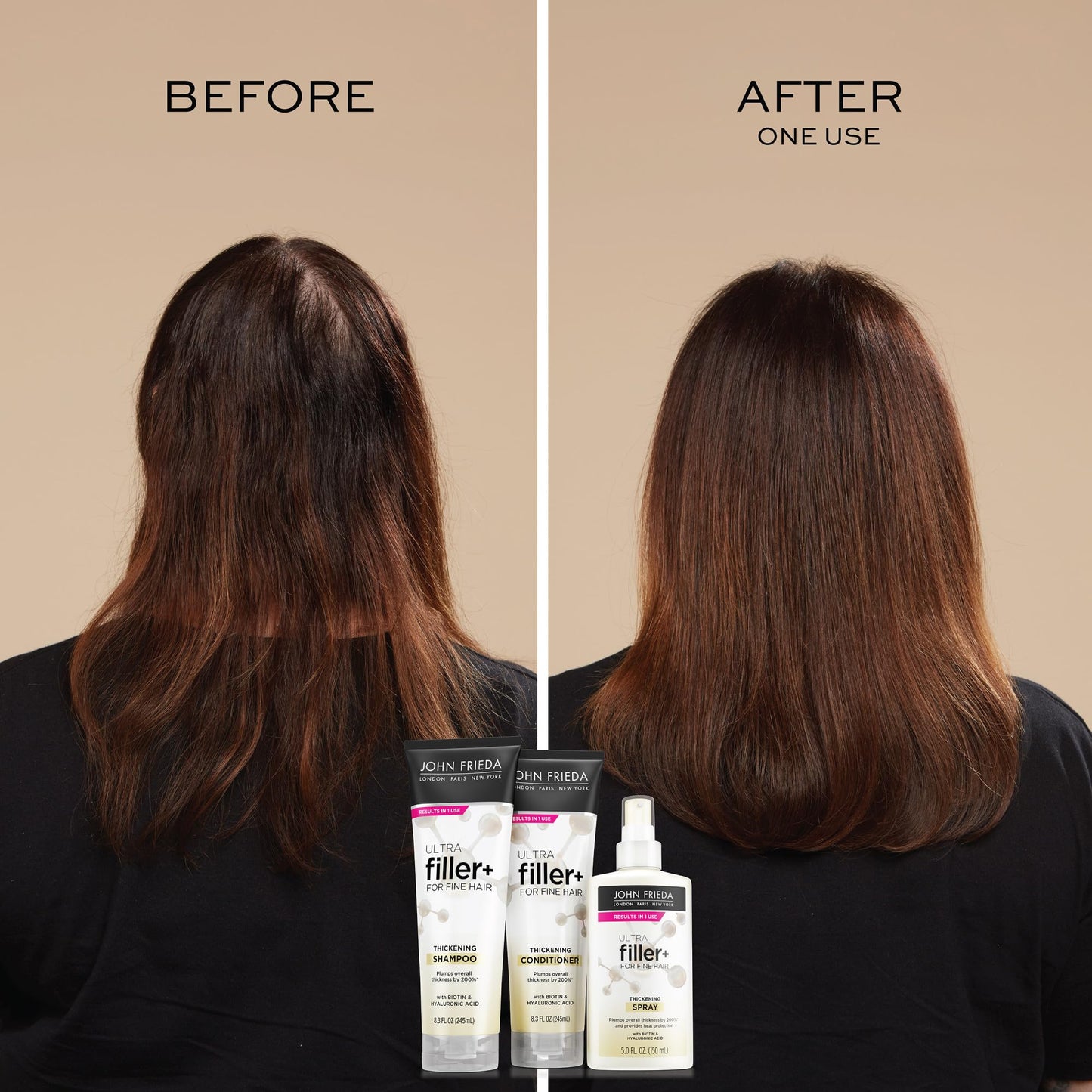 John Frieda ULTRAfiller+ Thickening Spray, Thickening & Strengthening Spray for Damaged or Thin Hair, Infused with Biotin and Hyaluronic Acid