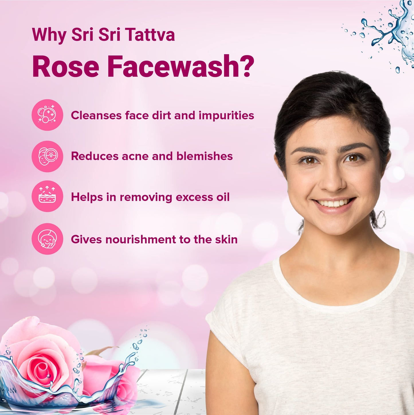 Sri Sri Ayurveda Rose Face Wash, 60ml