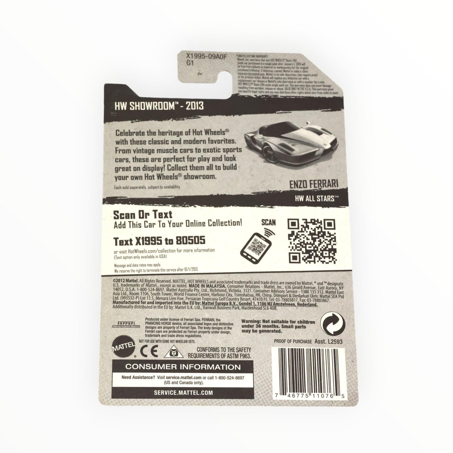 HOT WHEELS 2011 NIGHTBURNERZ 6/10 YELLOW ENZO FERRARI