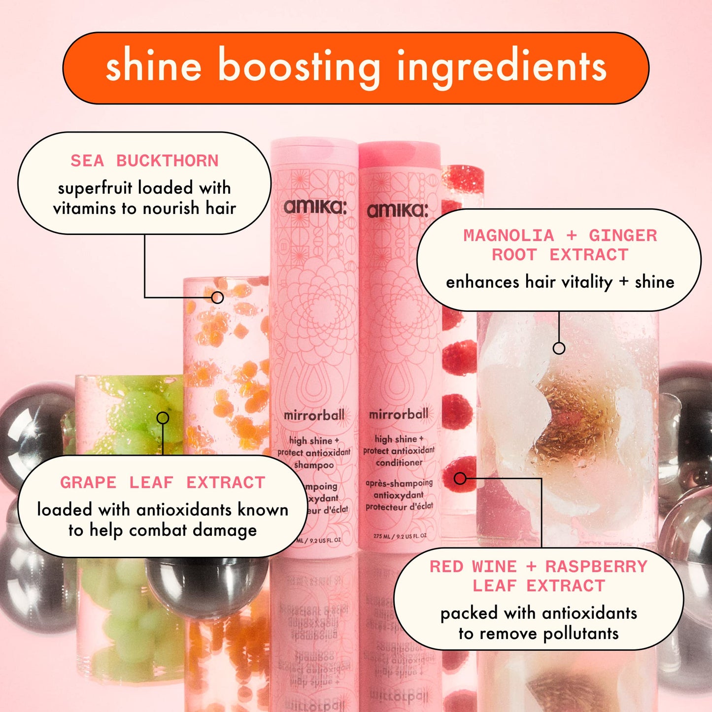 amika Mirrorball High Shine + Protect Antioxidant Shampoo, 1000ml