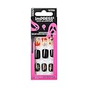 KISS imPRESS Press-On Manicure Halloween, Black, Short Length, Square Shape, PureFit Technology, Chip Proof, Smudge Proof, Waterproof, Prep Pad, Mini Beauty & Personal Care imPRESS