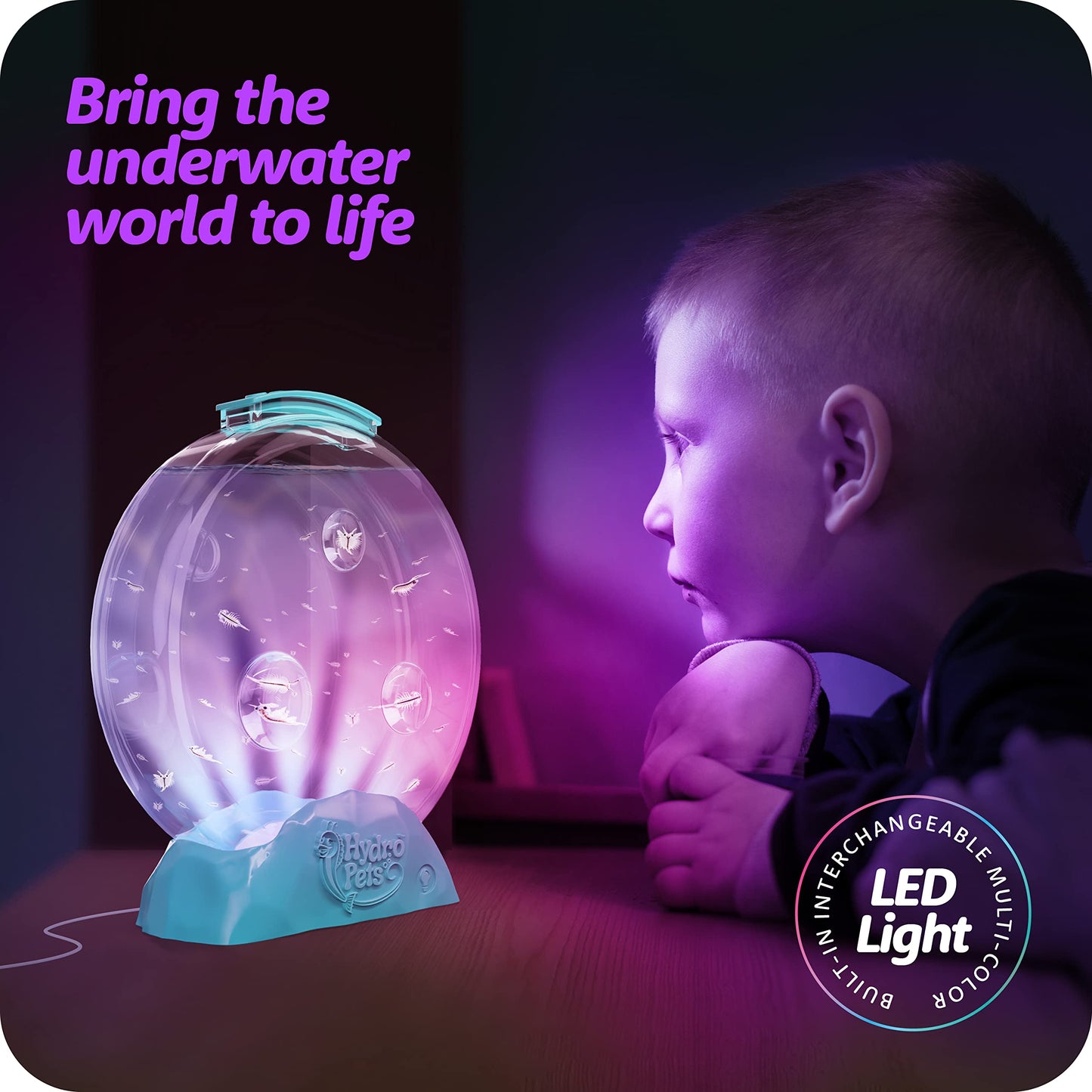 HydroPets Live Sea Pets Habitat Kit – Light-Up Tank STEM Science Toy for Kids Ages 6–12+, Educational Hatch & Grow Aquatic Kit
