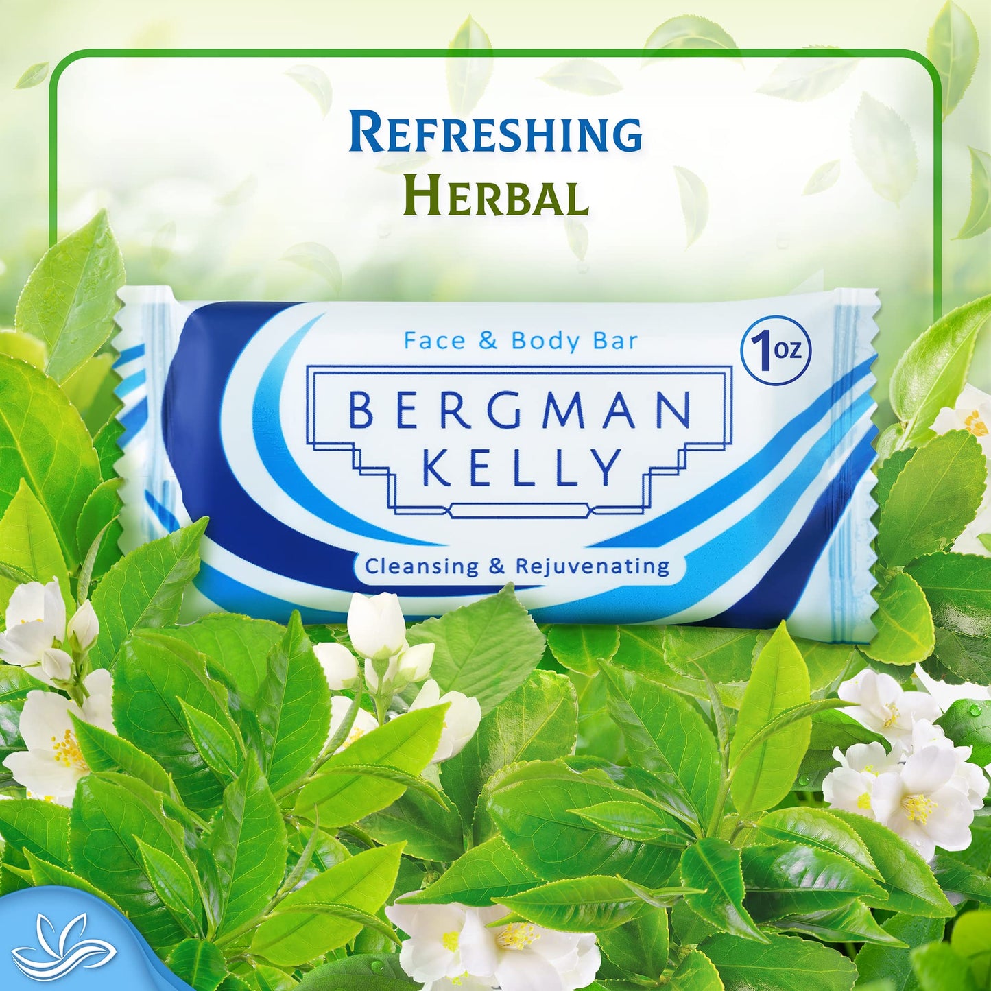 BERGMAN KELLY Rectangle Soap Bars, 2in1 Shampoo & Conditioner 2-Piece Set (White Tea, 1 oz each, 100 pc), Delight Your Guests with Revitalizing