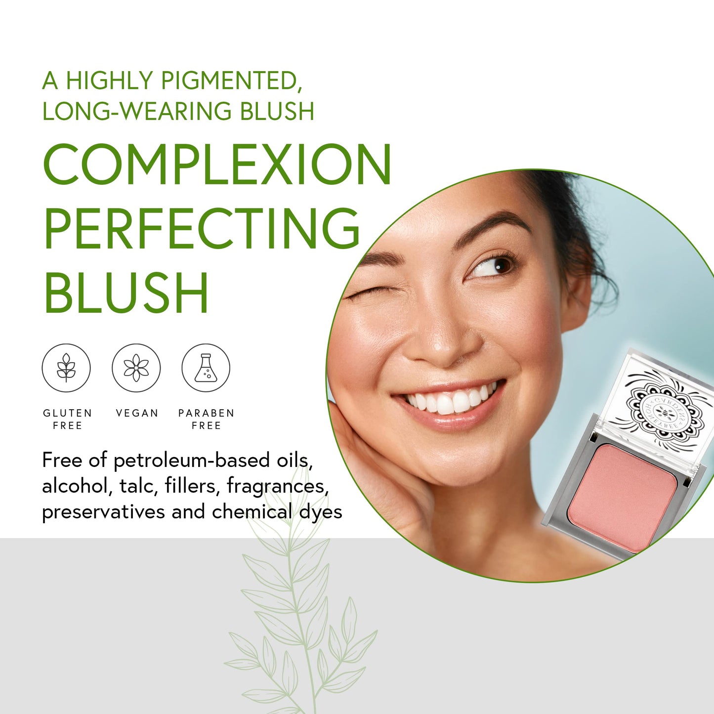 Honeybee Gardens Complexion Perfecting Blush in Rendezvous, Soft Neutral Rose, Pigmented, Vegan & Gluten-Free, 8.5g
