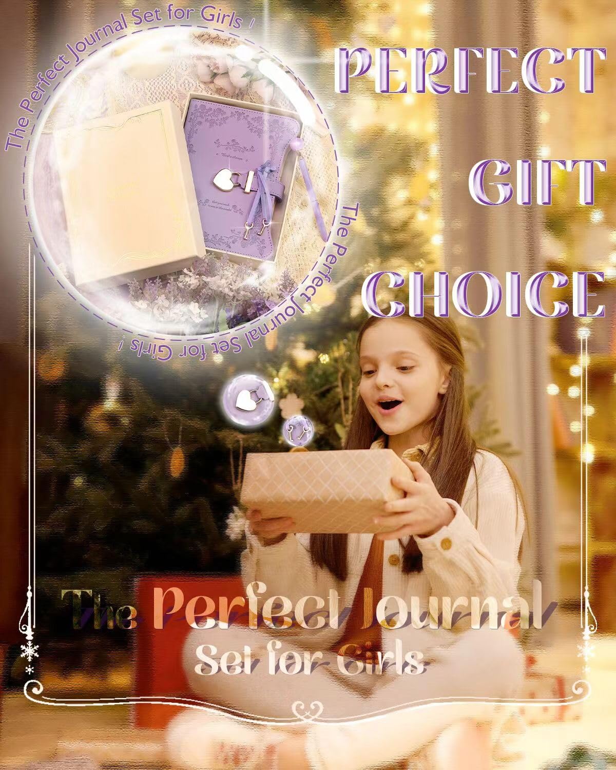 hi! SCI Girls Diary with Lock & Keys – 360 Page Journal with Pen, Cute Lavender Purple Set, Gift for Teen Girls Ages 8–14