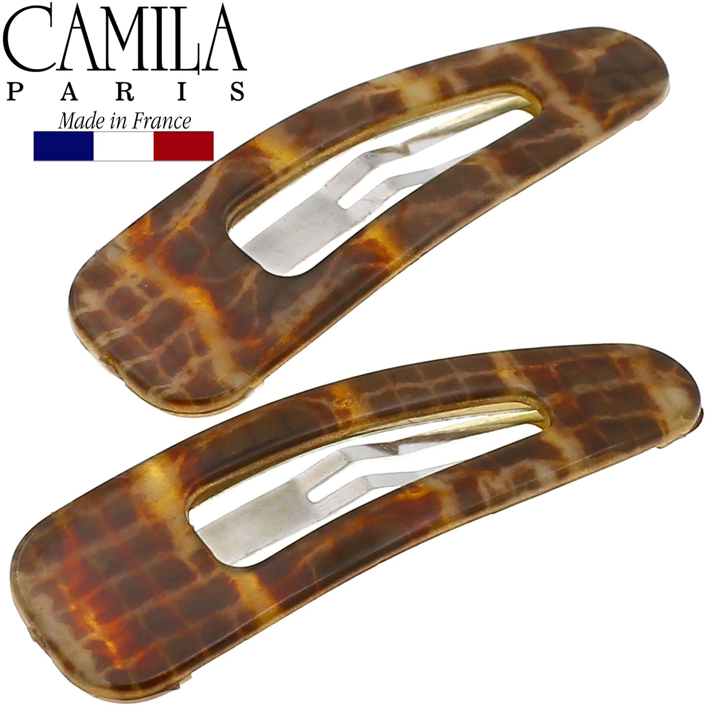 Camila Paris CP3093 French Hair Barrettes Clips, Snap Hair Slides Clic Clac for Women, Styling Girls Side Slide-in Metal Snap Pin Hair Accessories