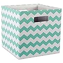 DII Collapsible Polyester Storage Cube, Chevron, Aqua, Large